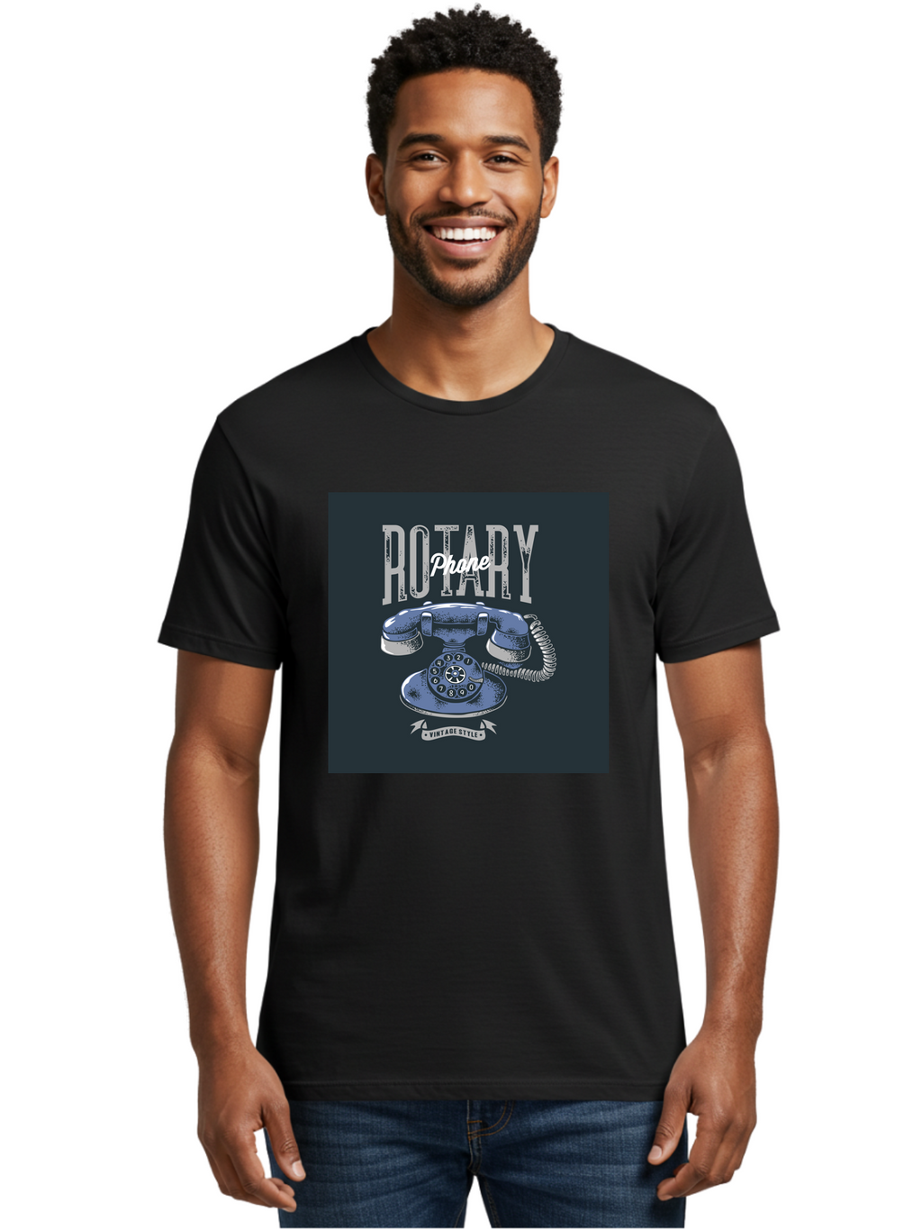 Rotary-Phone Men'S Graphic Tee, 100% Cotton, Comfortable Casual Summer Wear, Machine Washable, Vintage Rotary Phone, Retro Telephone, Classic Communication, Nostalgic Device, Antique Technology, Vintage Style, Retro Design, Old Fashioned Phone Aab477