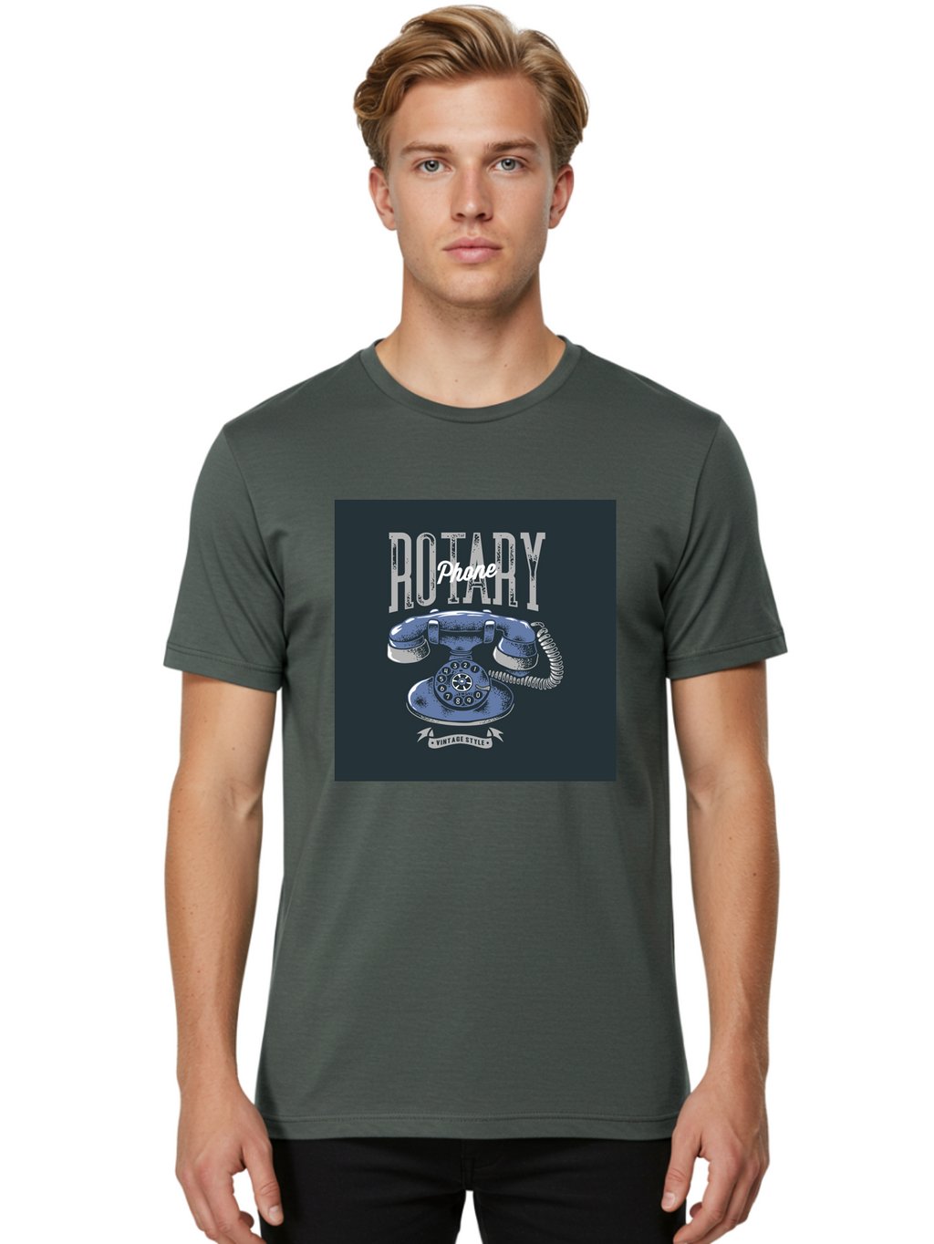 Rotary-Phone Men'S Graphic Tee, 100% Cotton, Comfortable Casual Summer Wear, Machine Washable, Vintage Rotary Phone, Retro Telephone, Classic Communication, Nostalgic Device, Antique Technology, Vintage Style, Retro Design, Old Fashioned Phone Aab477
