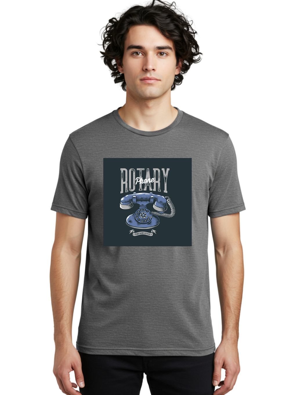 Rotary-Phone Men'S Graphic Tee, 100% Cotton, Comfortable Casual Summer Wear, Machine Washable, Vintage Rotary Phone, Retro Telephone, Classic Communication, Nostalgic Device, Antique Technology, Vintage Style, Retro Design, Old Fashioned Phone Aab477