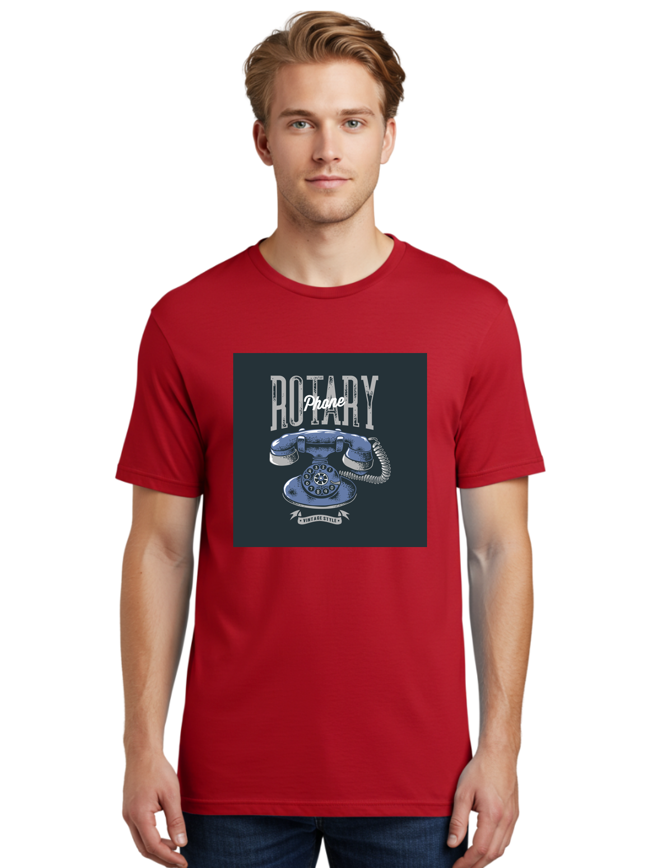 Rotary-Phone Men'S Graphic Tee, 100% Cotton, Comfortable Casual Summer Wear, Machine Washable, Vintage Rotary Phone, Retro Telephone, Classic Communication, Nostalgic Device, Antique Technology, Vintage Style, Retro Design, Old Fashioned Phone Aab477