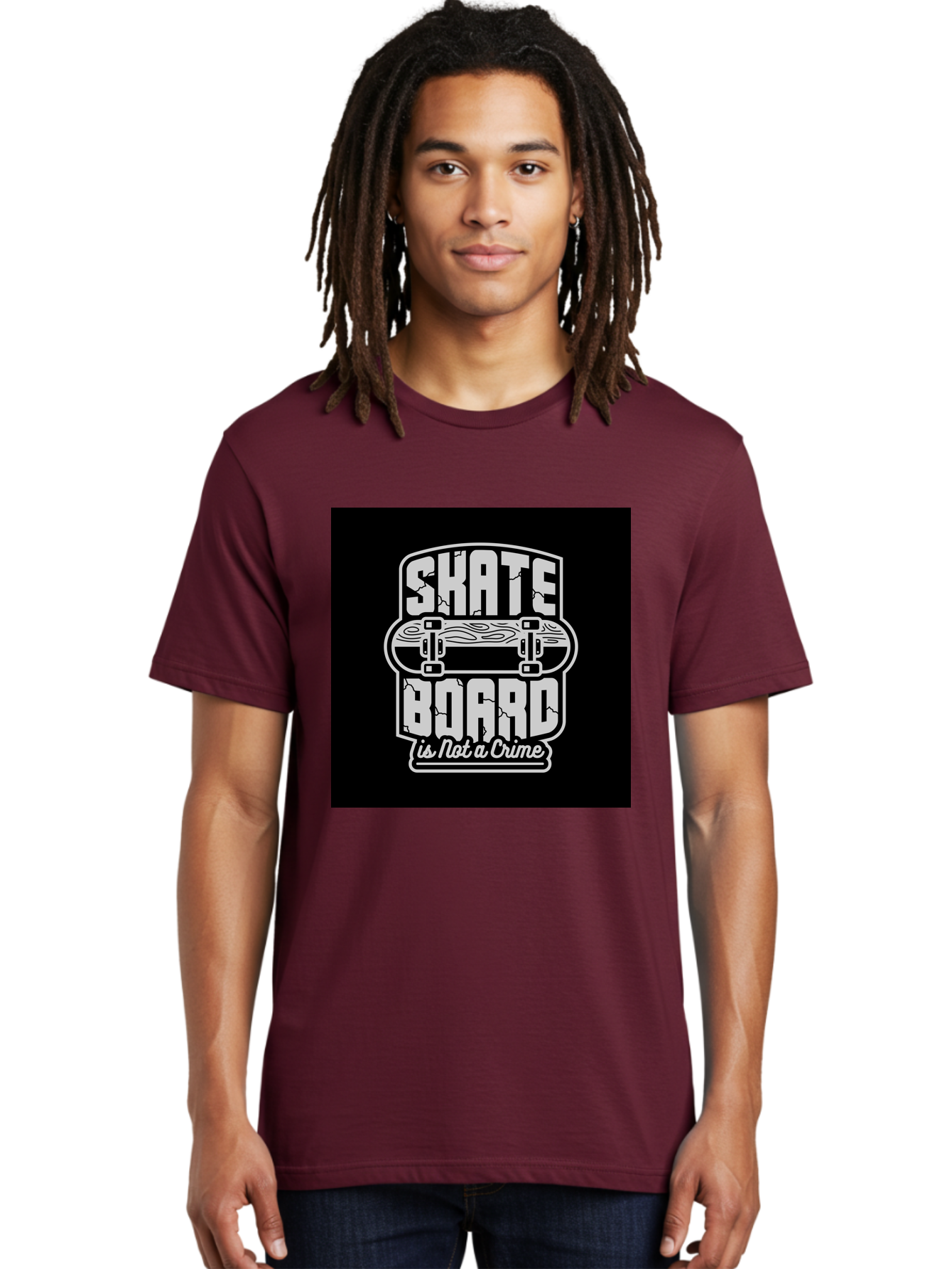 Skateboard-Is-Not-A-Crime Men'S Graphic Tee, 100% Cotton, Comfortable Casual Summer Wear, Machine Washable, Skateboard Graphic, Skate Culture, Streetwear Fashion, Rebellious Style, Bold Typography, Urban Lifestyle, Extreme Sports, Aab481