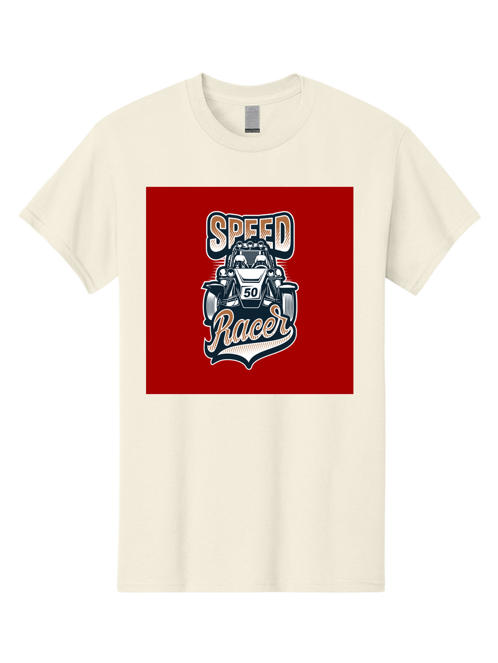 Speed-Racer Men'S Graphic Tee, 100% Cotton, Comfortable Casual Summer Wear, Machine Washable, Vintage Style Racing Car, Dune Buggy Illustration, Speed Racer Graphic, Retro Racing Art, Off-Road Vehicle, Motorsport Logo, Racing Number 50, Aab482