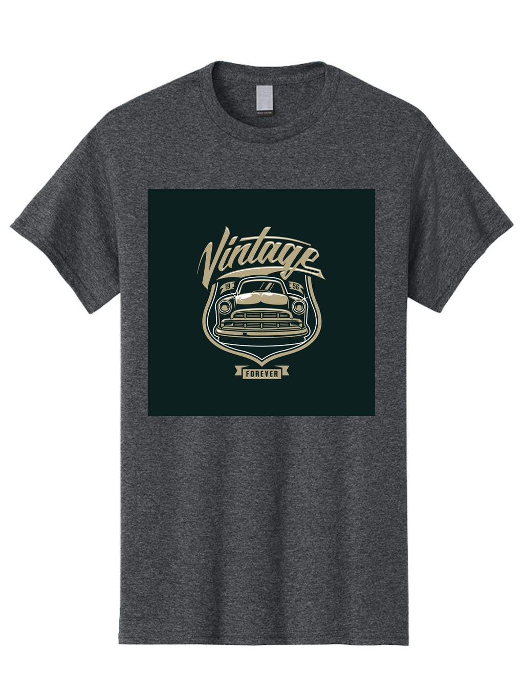 Vintage-Forever Men'S Graphic Tee, 100% Cotton, Comfortable Casual Summer Wear, Machine Washable, Vintage Car, Classic Automobile, Retro Vehicle, 1956 Model, Nostalgic Design, Vintage Forever, Vintage Car Logo, Retro Car Emblem, Aab494