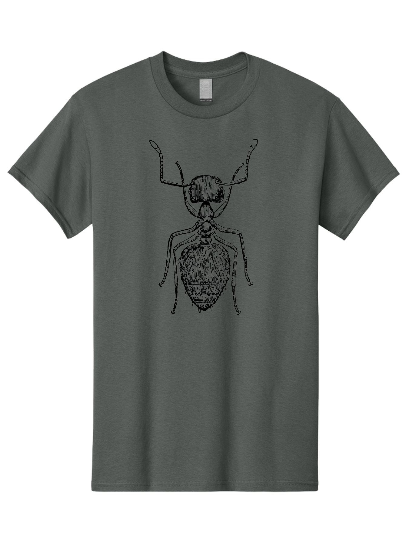 Ant-Illustration Men'S Graphic Tee, 100% Cotton, Comfortable Casual Summer Wear, Machine Washable, Black Ant, Insect Art, Detailed Drawing, Entomology, Bug Illustration, Insect Anatomy, Natural History Aab495