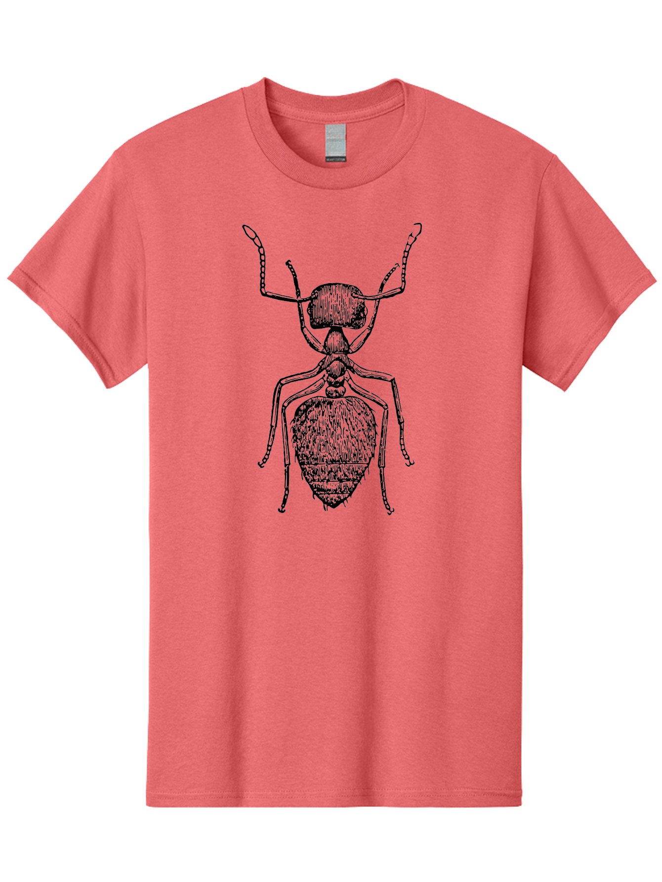 Ant-Illustration Men'S Graphic Tee, 100% Cotton, Comfortable Casual Summer Wear, Machine Washable, Black Ant, Insect Art, Detailed Drawing, Entomology, Bug Illustration, Insect Anatomy, Natural History Aab495