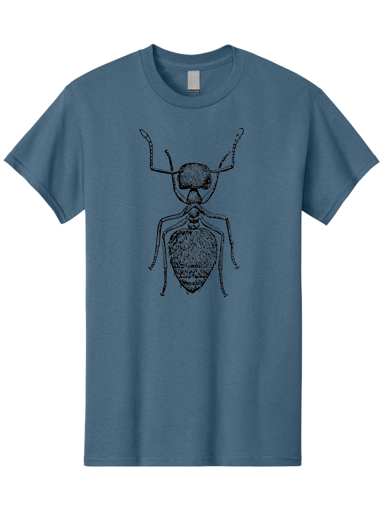Ant-Illustration Men'S Graphic Tee, 100% Cotton, Comfortable Casual Summer Wear, Machine Washable, Black Ant, Insect Art, Detailed Drawing, Entomology, Bug Illustration, Insect Anatomy, Natural History Aab495