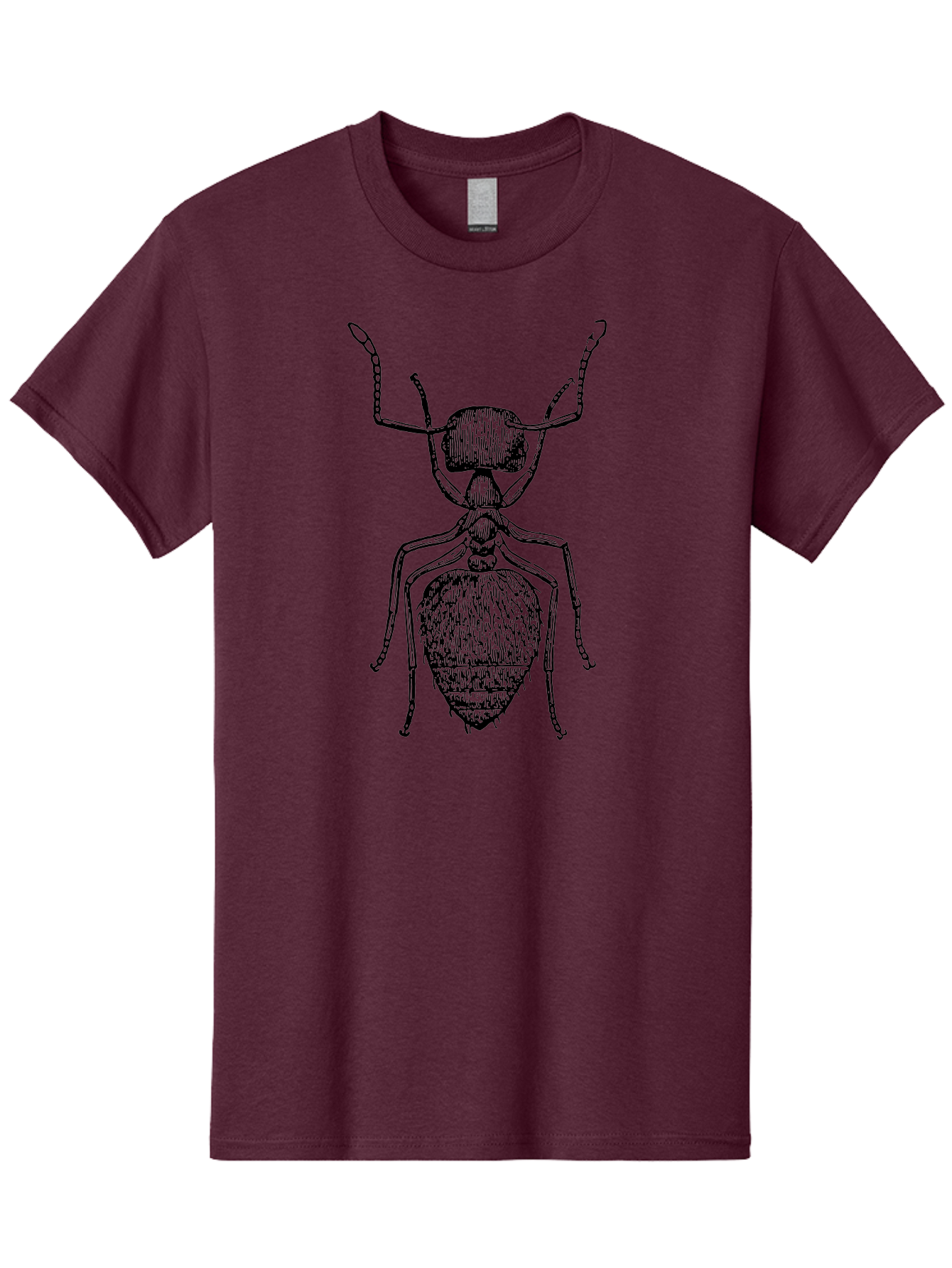 Ant-Illustration Men'S Graphic Tee, 100% Cotton, Comfortable Casual Summer Wear, Machine Washable, Black Ant, Insect Art, Detailed Drawing, Entomology, Bug Illustration, Insect Anatomy, Natural History Aab495
