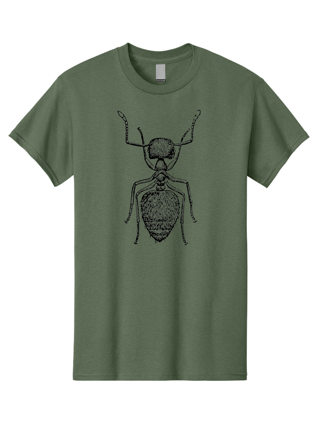 Ant-Illustration Men'S Graphic Tee, 100% Cotton, Comfortable Casual Summer Wear, Machine Washable, Black Ant, Insect Art, Detailed Drawing, Entomology, Bug Illustration, Insect Anatomy, Natural History Aab495