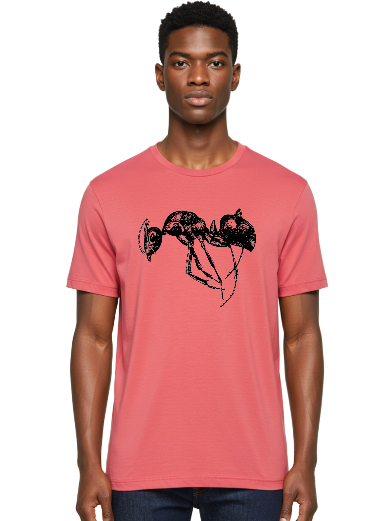 Ant Men'S Graphic Tee, 100% Cotton, Comfortable Casual Summer Wear, Machine Washable, Black Ant, Insect Illustration, Detailed Drawing, Sketch Art, Nature Graphic, Bug Design, Entomology, Wildlife Art Aab496