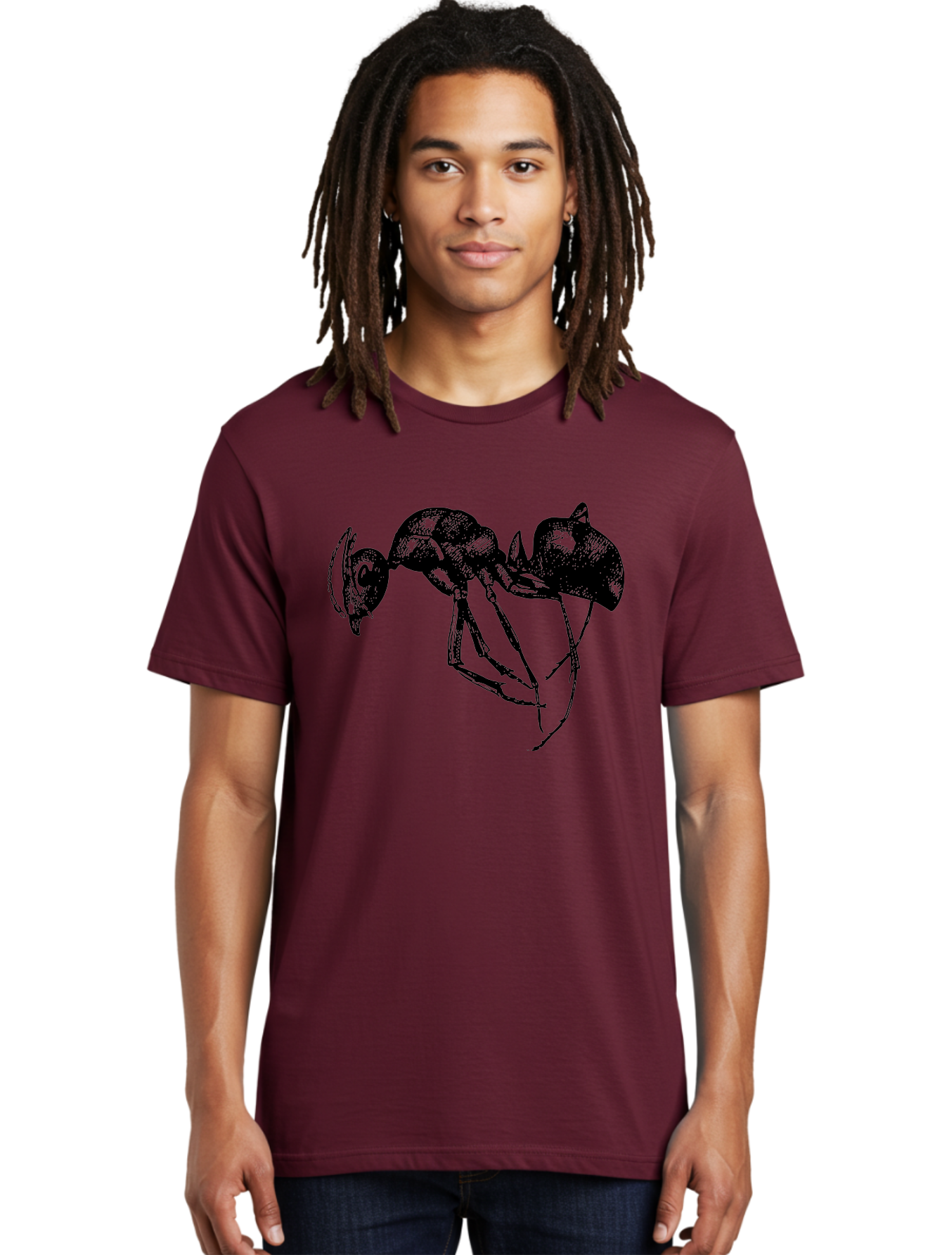 Ant Men'S Graphic Tee, 100% Cotton, Comfortable Casual Summer Wear, Machine Washable, Black Ant, Insect Illustration, Detailed Drawing, Sketch Art, Nature Graphic, Bug Design, Entomology, Wildlife Art Aab496
