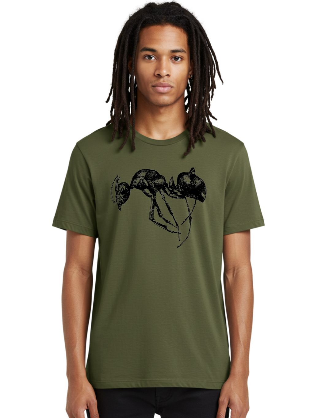 Ant Men'S Graphic Tee, 100% Cotton, Comfortable Casual Summer Wear, Machine Washable, Black Ant, Insect Illustration, Detailed Drawing, Sketch Art, Nature Graphic, Bug Design, Entomology, Wildlife Art Aab496