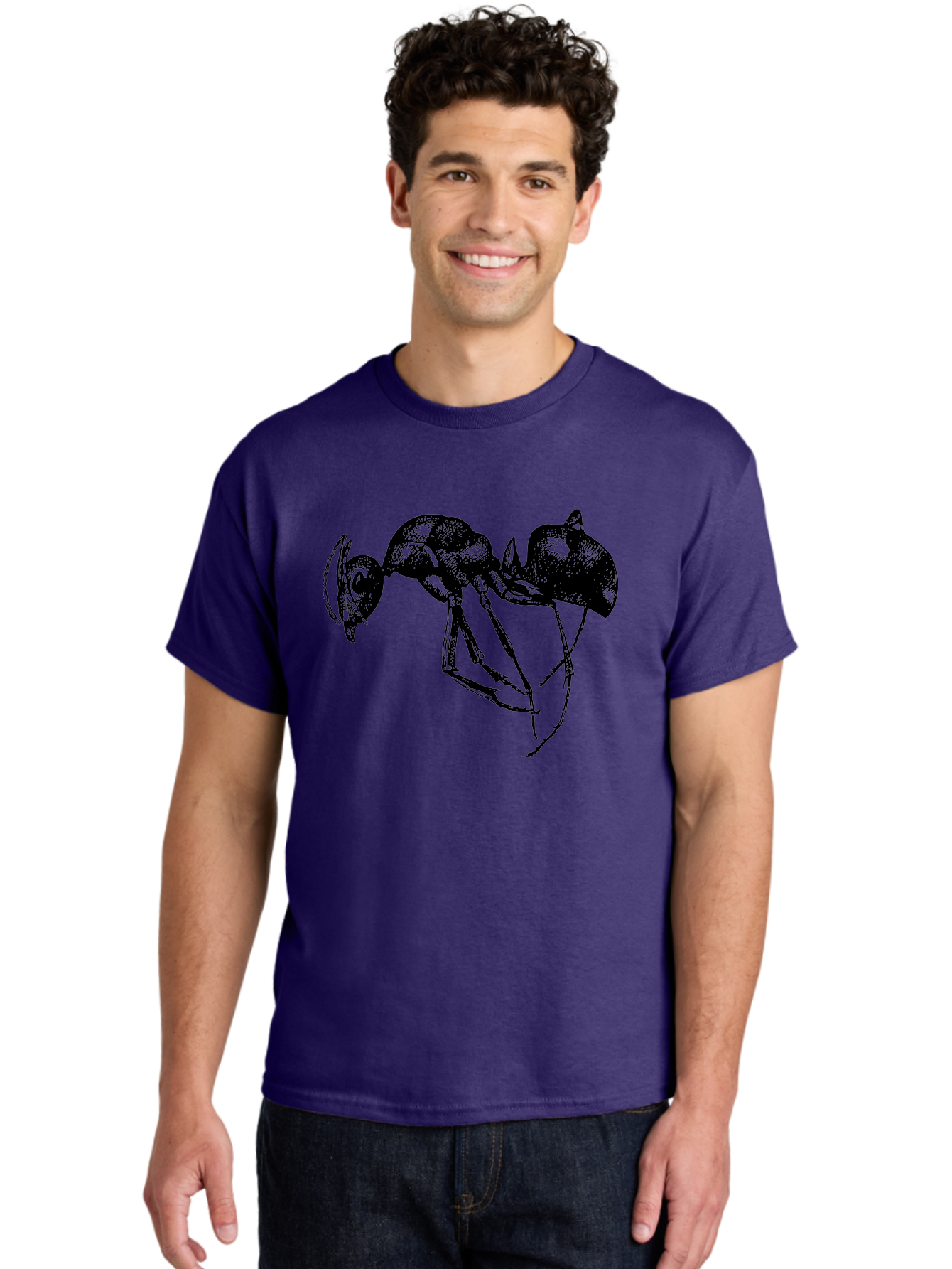 Ant Men'S Graphic Tee, 100% Cotton, Comfortable Casual Summer Wear, Machine Washable, Black Ant, Insect Illustration, Detailed Drawing, Sketch Art, Nature Graphic, Bug Design, Entomology, Wildlife Art Aab496