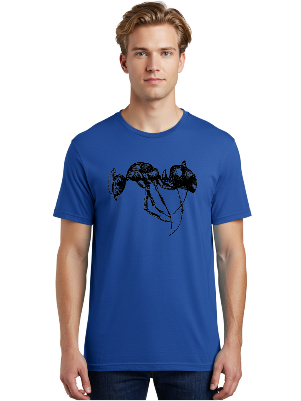 Ant Men'S Graphic Tee, 100% Cotton, Comfortable Casual Summer Wear, Machine Washable, Black Ant, Insect Illustration, Detailed Drawing, Sketch Art, Nature Graphic, Bug Design, Entomology, Wildlife Art Aab496