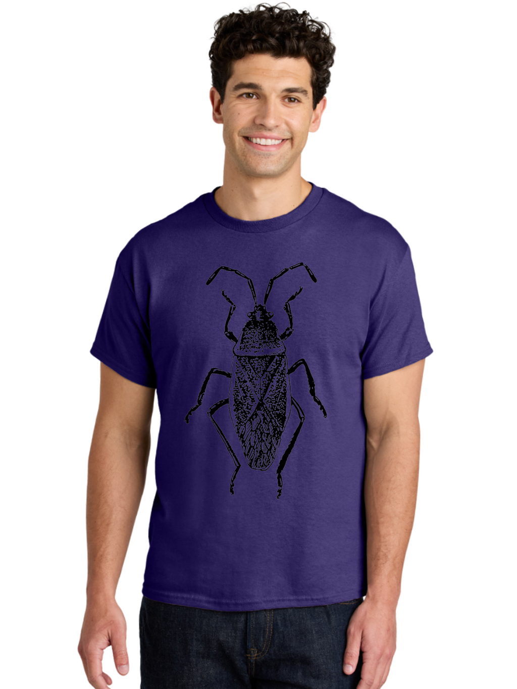 Assassin-Bug Men'S Graphic Tee, 100% Cotton, Comfortable Casual Summer Wear, Machine Washable, Assassin Bug, Insect Anatomy, Entomology Art, Detailed Illustration, Black And Green, Vintage Style, Insect Wings, Bug Legs, Creepy Crawlers Aab497