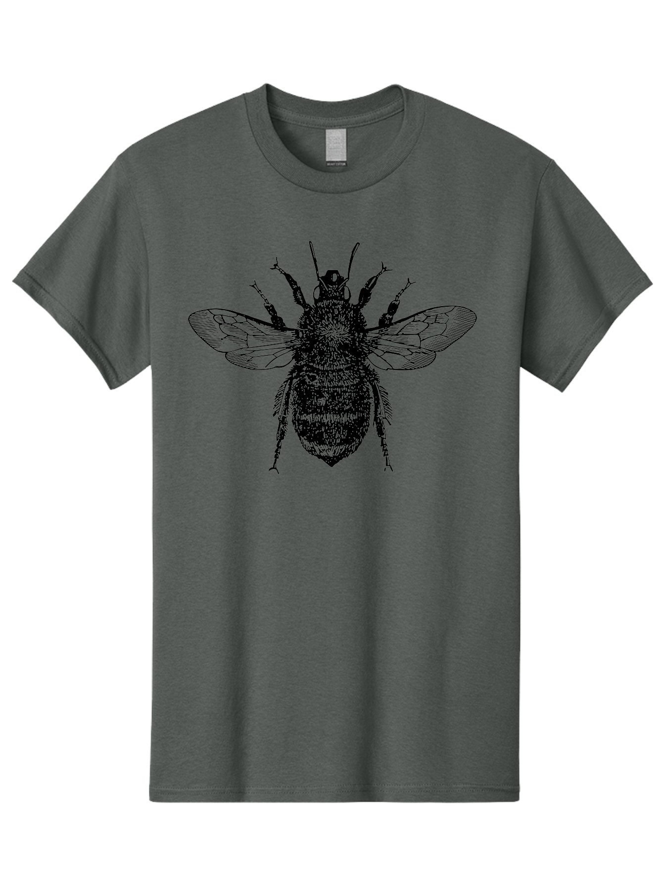 Bee-2 Men'S Graphic Tee, 100% Cotton, Comfortable Casual Summer Wear, Machine Washable, Black And Green Bee Illustration, Honey Bee, Insect Art, Detailed Drawing, Entomology, Wildlife Illustration Aab499