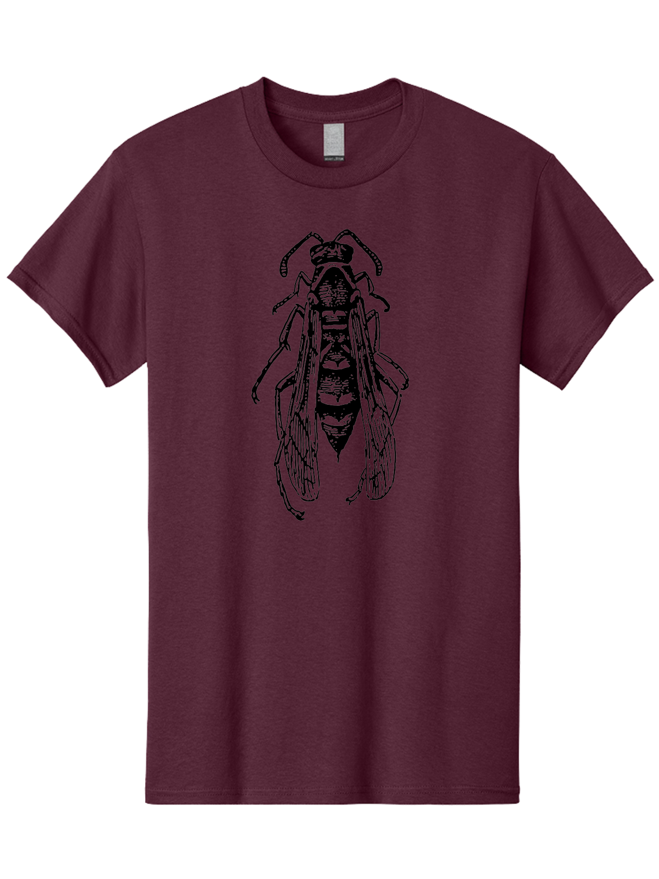 Bee-4 Men'S Graphic Tee, 100% Cotton, Comfortable Casual Summer Wear, Machine Washable, Black Wasp Illustration, Insect Drawing, Entomology Art, Wasp Anatomy, Wildlife Illustration, Graphic Design, Insect Wings, Abstract Art Aab501
