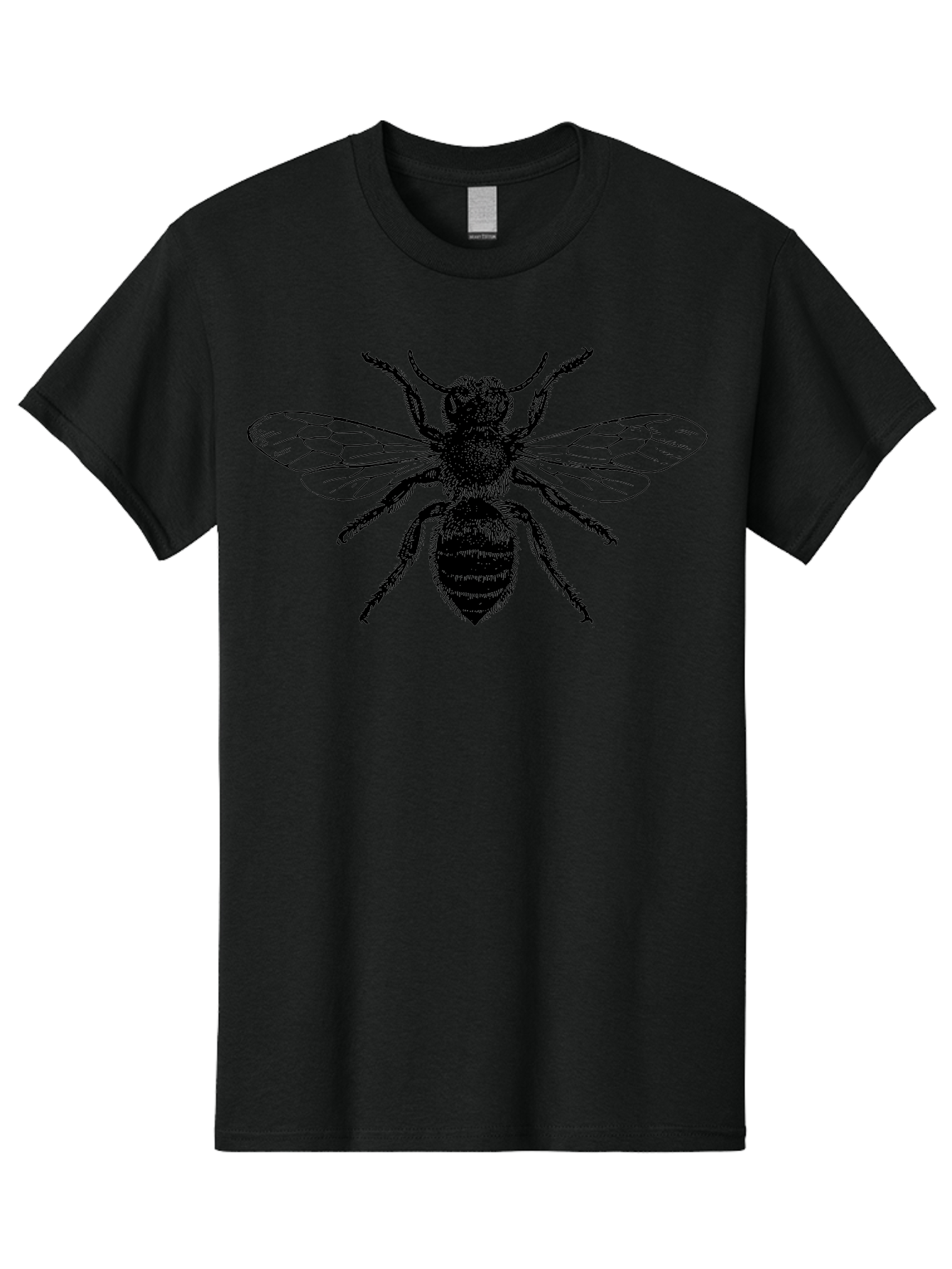 Bee-Illustration Men'S Graphic Tee, 100% Cotton, Comfortable Casual Summer Wear, Machine Washable, Bee With Striped Body, Black And White Illustration, Insect Art, Detailed Drawing, Winged Creature, Pollinator, Nature Graphic, Simple Design Aab502