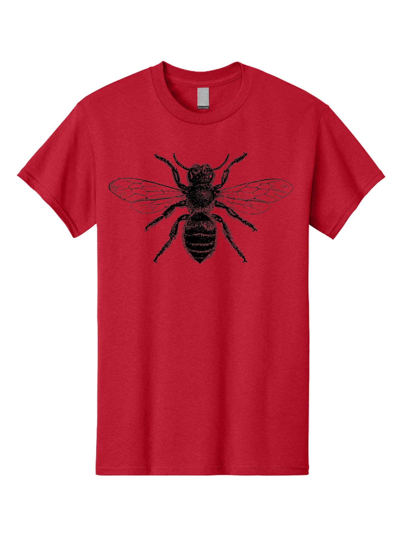 Bee-Illustration Men'S Graphic Tee, 100% Cotton, Comfortable Casual Summer Wear, Machine Washable, Bee With Striped Body, Black And White Illustration, Insect Art, Detailed Drawing, Winged Creature, Pollinator, Nature Graphic, Simple Design Aab502