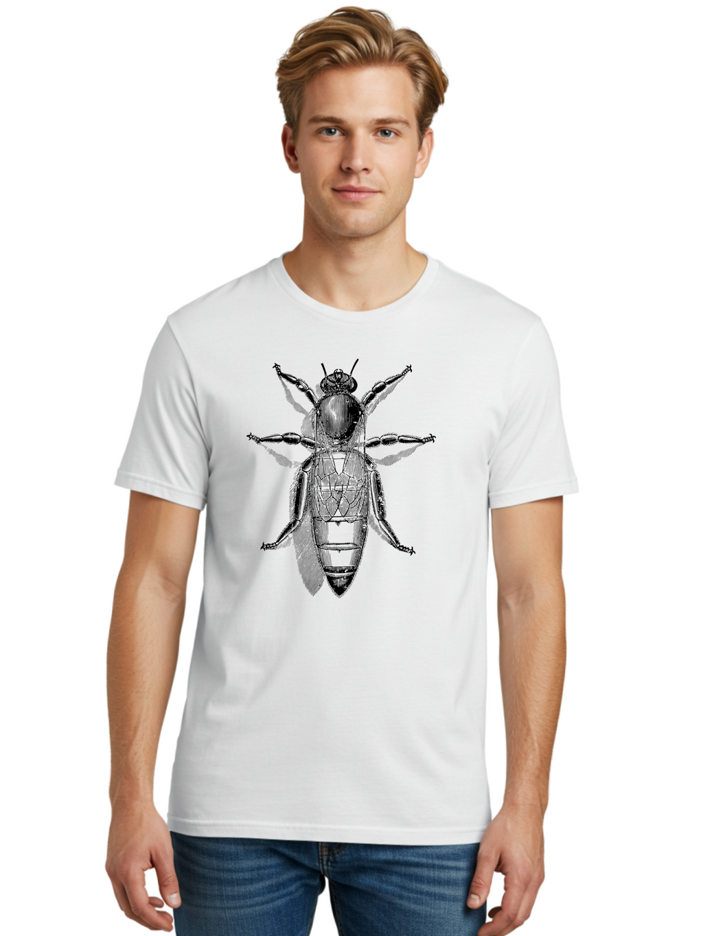 Beetle-Diagram Men'S Graphic Tee, 100% Cotton, Comfortable Casual Summer Wear, Machine Washable, Beetle Diagram, Insect Anatomy, Entomology Illustration, Technical Drawing, Bugs, Insects, Detailed Design, Scientific Artwork, Bug Structure Aab506