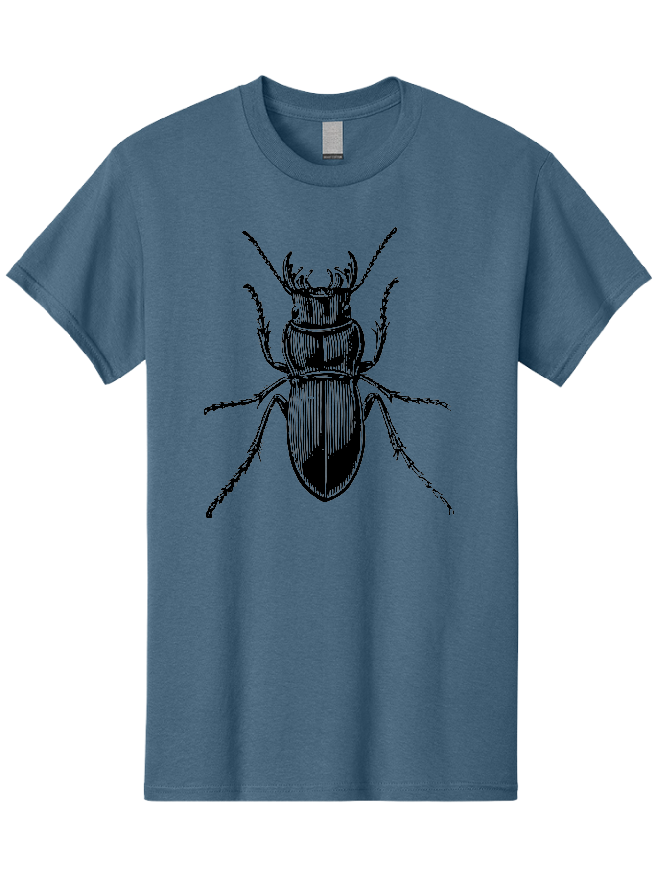 Beetle-Illustration-2 Men'S Graphic Tee, 100% Cotton, Comfortable Casual Summer Wear, Machine Washable, Beetle Illustration, Black Insect, Detailed Drawing, Entomology Art, Insect Anatomy, Wildlife Graphic, Bug Design, Ornate Beetle Aab508