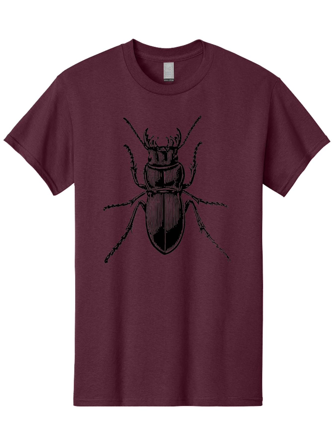 Beetle-Illustration-2 Men'S Graphic Tee, 100% Cotton, Comfortable Casual Summer Wear, Machine Washable, Beetle Illustration, Black Insect, Detailed Drawing, Entomology Art, Insect Anatomy, Wildlife Graphic, Bug Design, Ornate Beetle Aab508