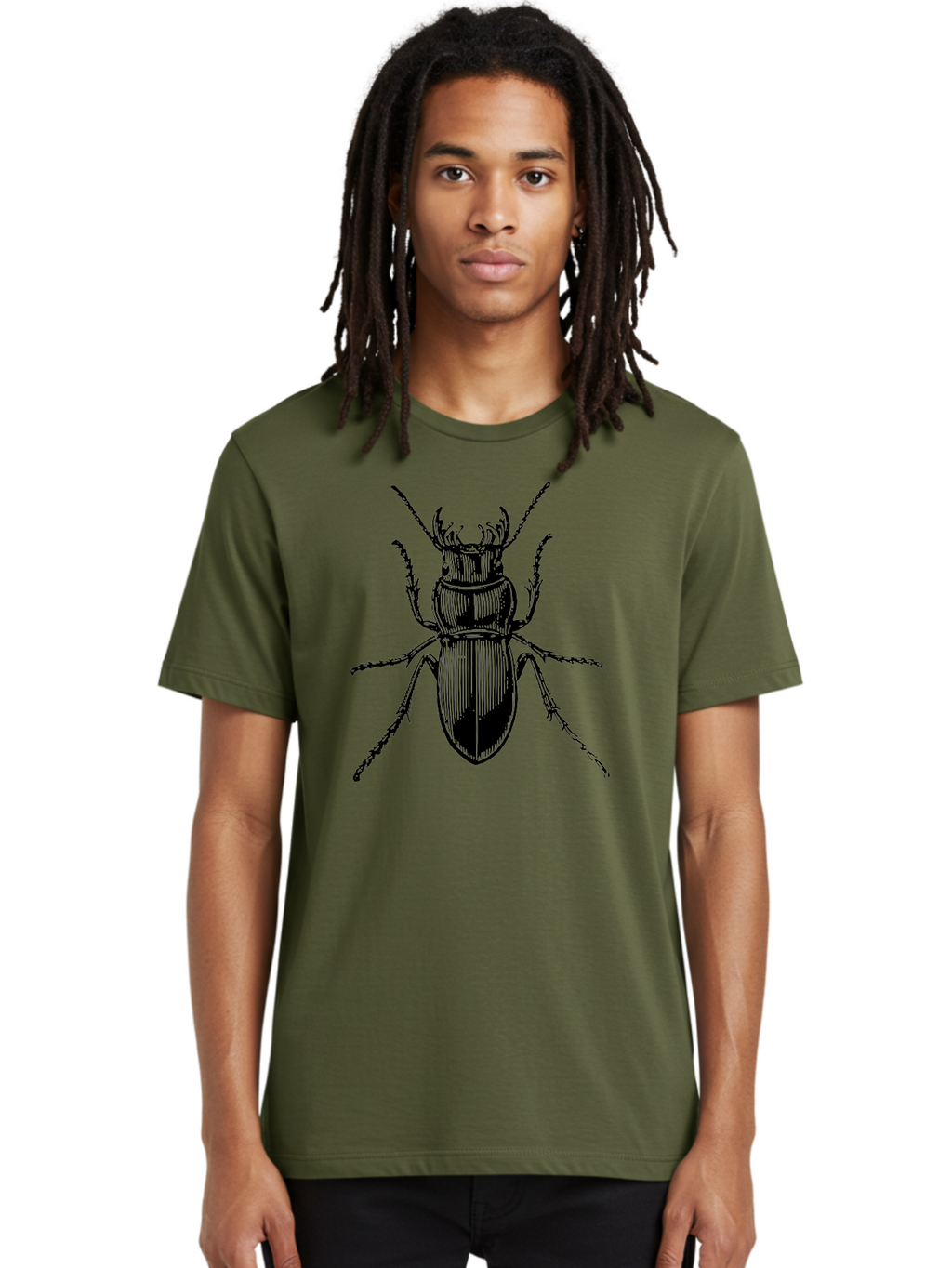 Beetle-Illustration-2 Men'S Graphic Tee, 100% Cotton, Comfortable Casual Summer Wear, Machine Washable, Beetle Illustration, Black Insect, Detailed Drawing, Entomology Art, Insect Anatomy, Wildlife Graphic, Bug Design, Ornate Beetle Aab508