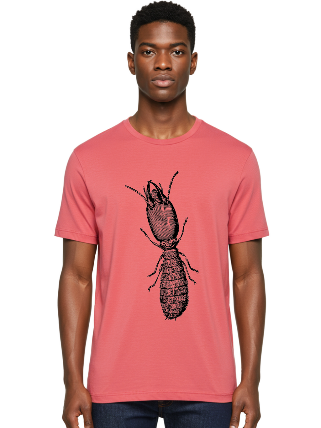 Beetle-Illustration Men'S Graphic Tee, 100% Cotton, Comfortable Casual Summer Wear, Machine Washable, Insect Anatomy, Entomology Illustration, Beetle Species, Detailed Drawing, Scientific Artwork, Insect Morphology, Nature Study Aab509