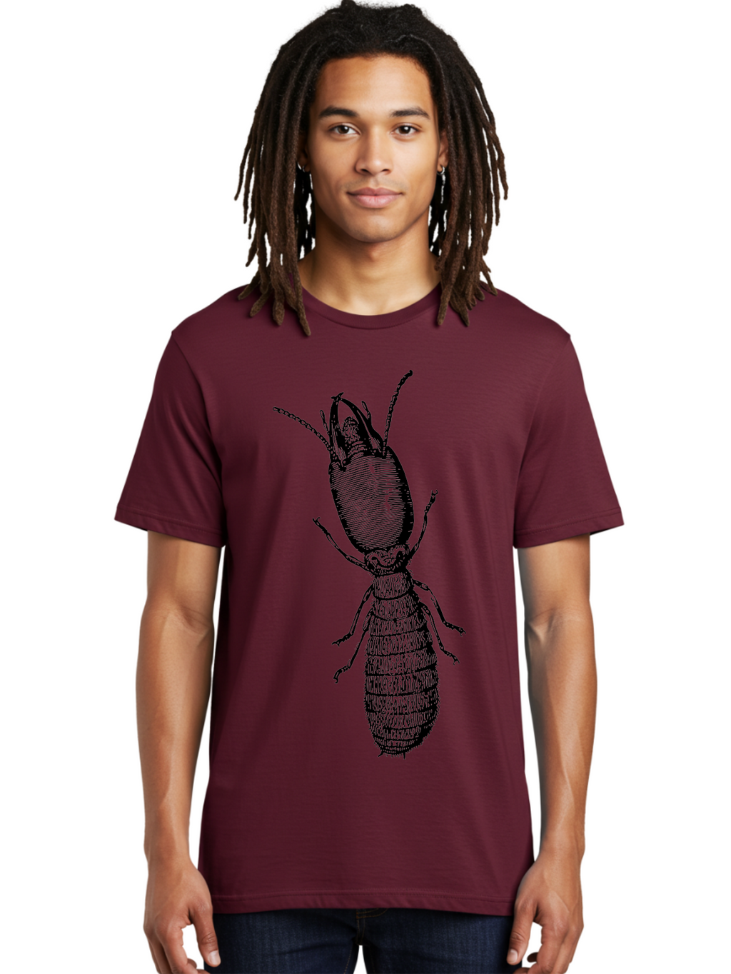 Beetle-Illustration Men'S Graphic Tee, 100% Cotton, Comfortable Casual Summer Wear, Machine Washable, Insect Anatomy, Entomology Illustration, Beetle Species, Detailed Drawing, Scientific Artwork, Insect Morphology, Nature Study Aab509