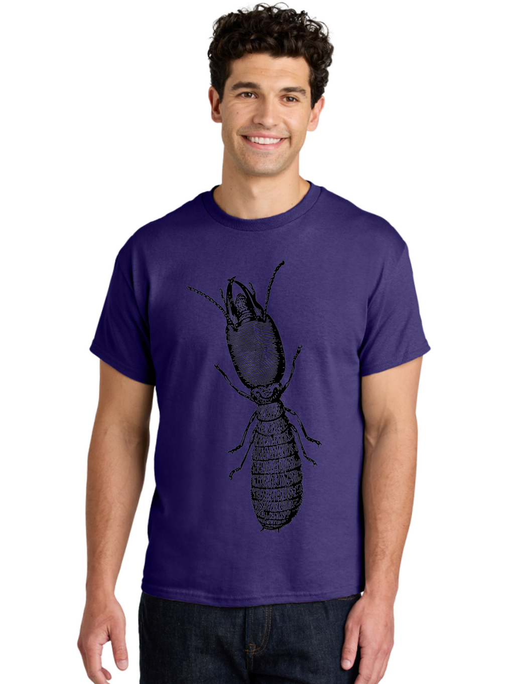 Beetle-Illustration Men'S Graphic Tee, 100% Cotton, Comfortable Casual Summer Wear, Machine Washable, Insect Anatomy, Entomology Illustration, Beetle Species, Detailed Drawing, Scientific Artwork, Insect Morphology, Nature Study Aab509