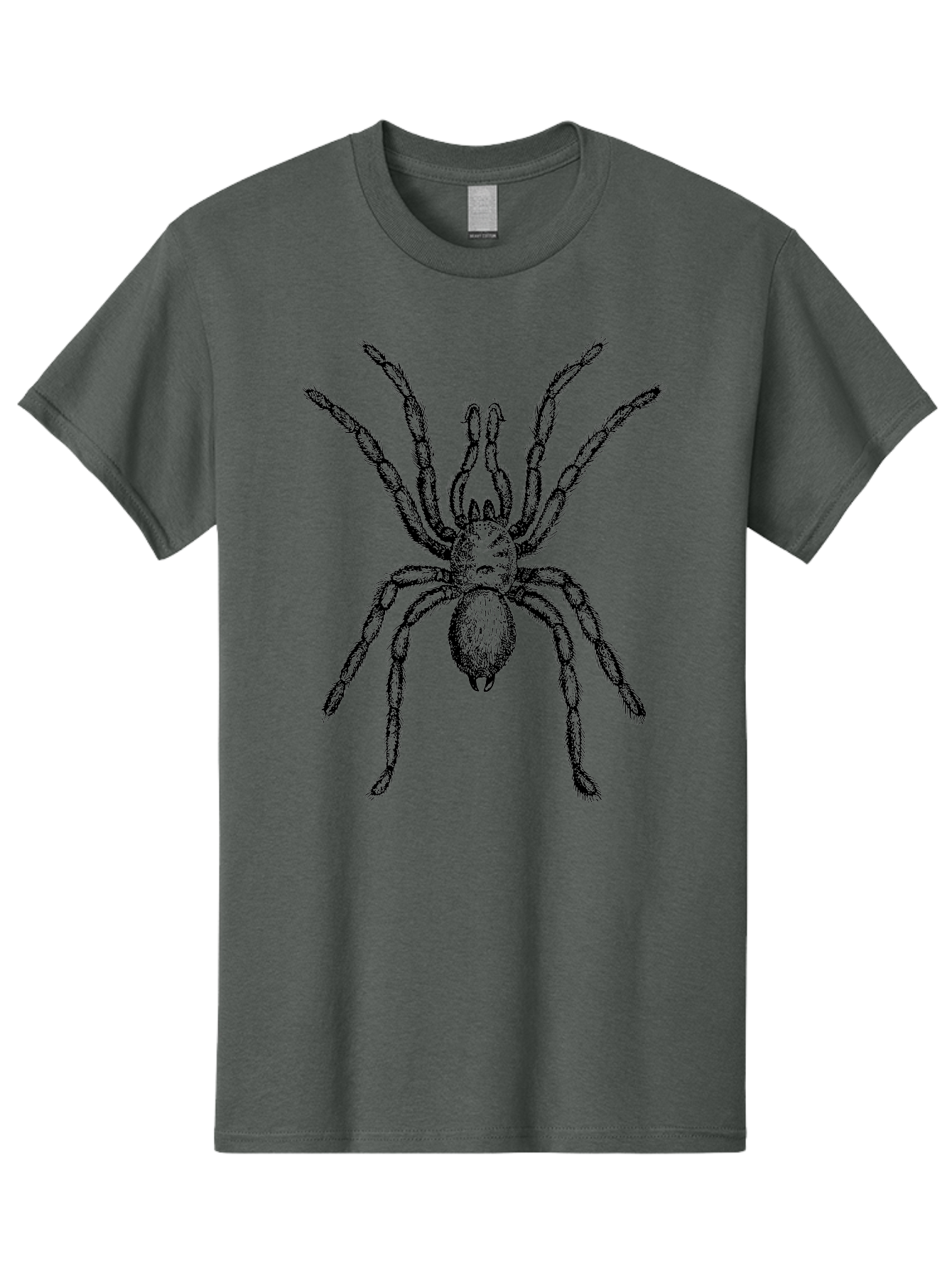 Black-Widow Men'S Graphic Tee, 100% Cotton, Comfortable Casual Summer Wear, Machine Washable, Black Widow Spider, Arachnid, Eight Legs, Venomous Spider, Spider Illustration, Detailed Drawing, Black And Green, Spider Art Aab511