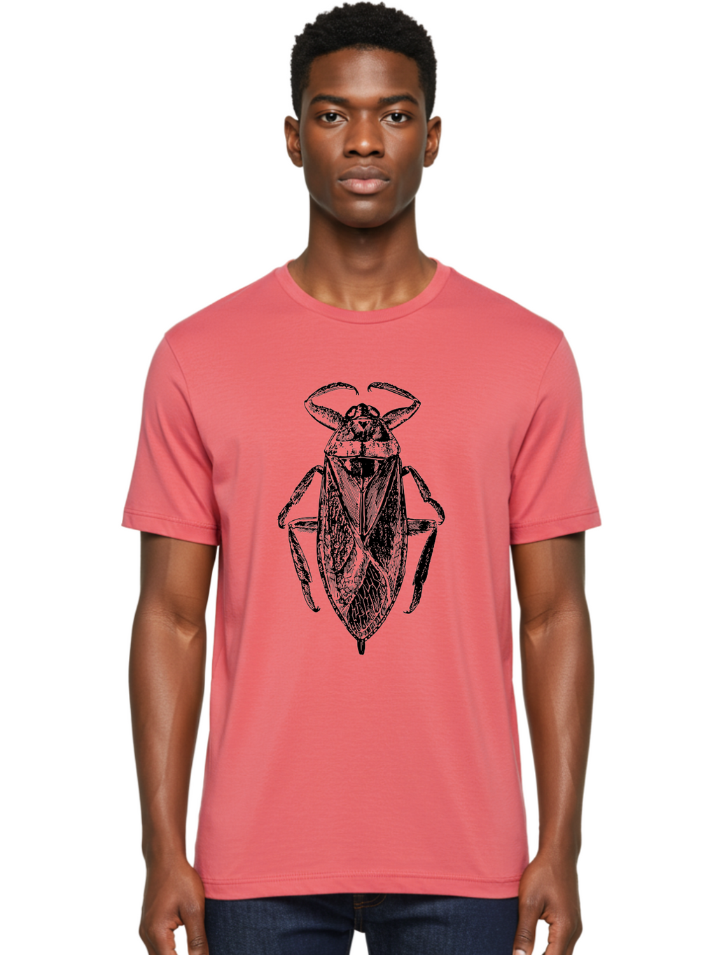 Bug-Illustration Men'S Graphic Tee, 100% Cotton, Comfortable Casual Summer Wear, Machine Washable, Insect Illustration, Entomology Art, Bug Drawing, Water Bug, Insect Anatomy, Wildlife Illustration, Detailed Artwork, Realistic Bug, Aab512