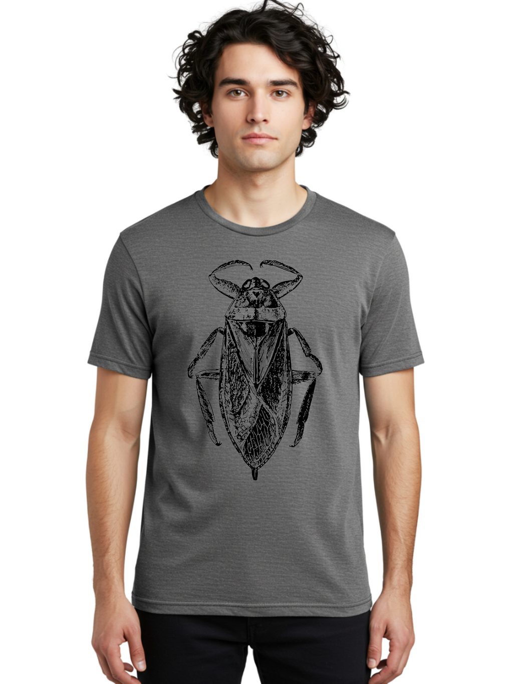 Bug-Illustration Men'S Graphic Tee, 100% Cotton, Comfortable Casual Summer Wear, Machine Washable, Insect Illustration, Entomology Art, Bug Drawing, Water Bug, Insect Anatomy, Wildlife Illustration, Detailed Artwork, Realistic Bug, Aab512