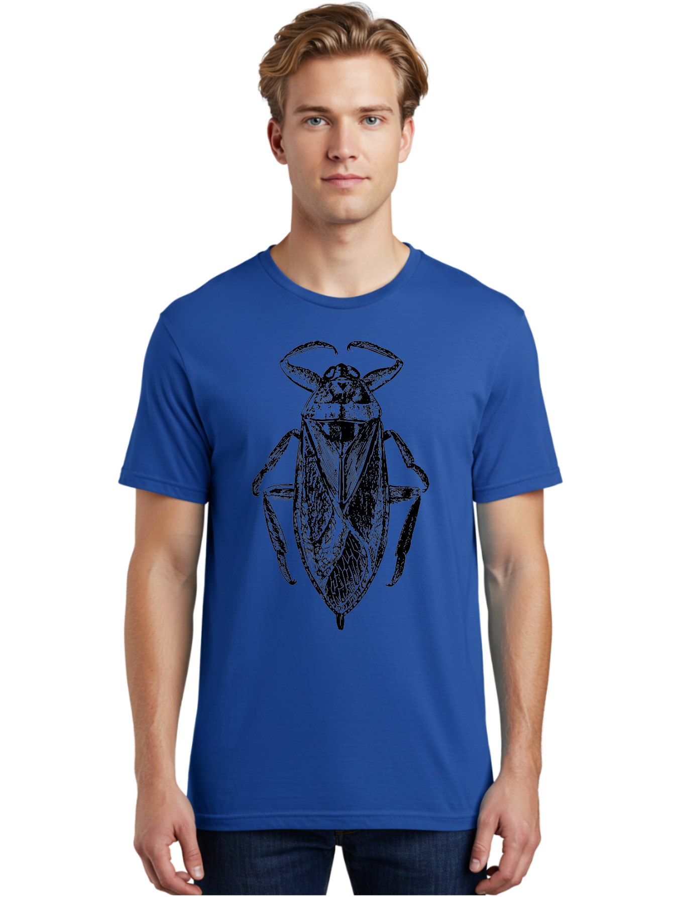 Bug-Illustration Men'S Graphic Tee, 100% Cotton, Comfortable Casual Summer Wear, Machine Washable, Insect Illustration, Entomology Art, Bug Drawing, Water Bug, Insect Anatomy, Wildlife Illustration, Detailed Artwork, Realistic Bug, Aab512