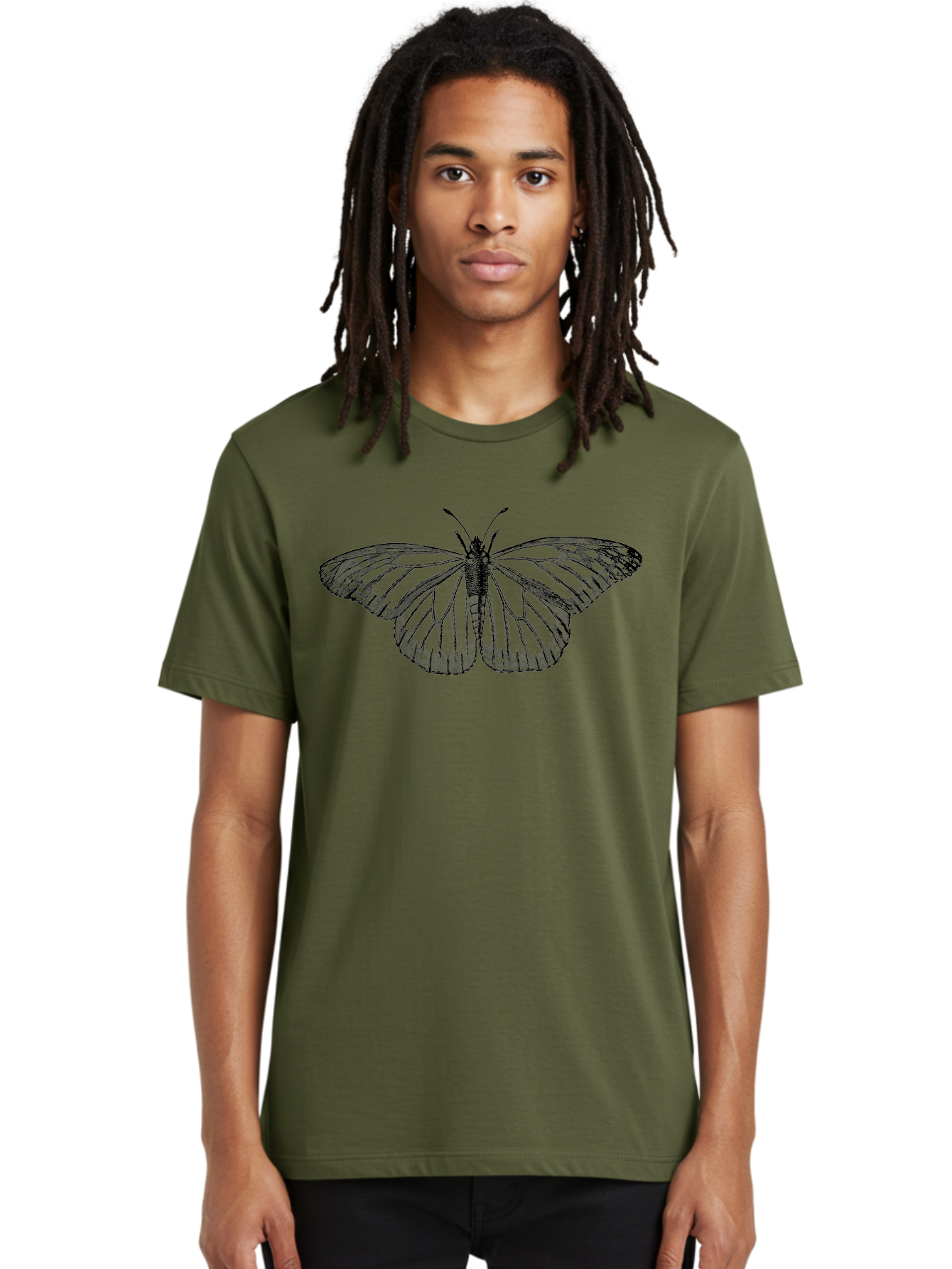 Butterfly Men'S Graphic Tee, 100% Cotton, Comfortable Casual Summer Wear, Machine Washable, Black Butterfly, Transparent Wings, Intricate Details, Delicate Patterns, Winged Insect, Symbolic Creature, Artistic Design, Natural Wonder, Aab517