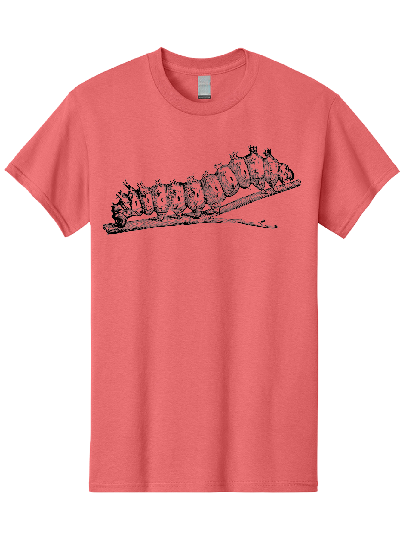 Caterpillar-On-Branch Men'S Graphic Tee, 100% Cotton, Comfortable Casual Summer Wear, Machine Washable, Caterpillar On Branch, Insect Metamorphosis, Garden Pests, Butterfly Life Cycle, Caterpillar Stages, Insect Illustration, Entomology Art Aab518
