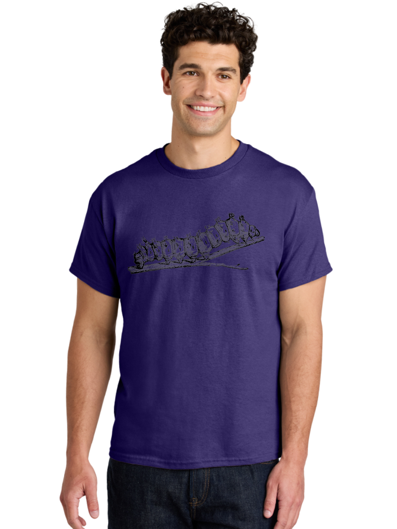 Caterpillar-On-Branch Men'S Graphic Tee, 100% Cotton, Comfortable Casual Summer Wear, Machine Washable, Caterpillar On Branch, Insect Metamorphosis, Garden Pests, Butterfly Life Cycle, Caterpillar Stages, Insect Illustration, Entomology Art Aab518