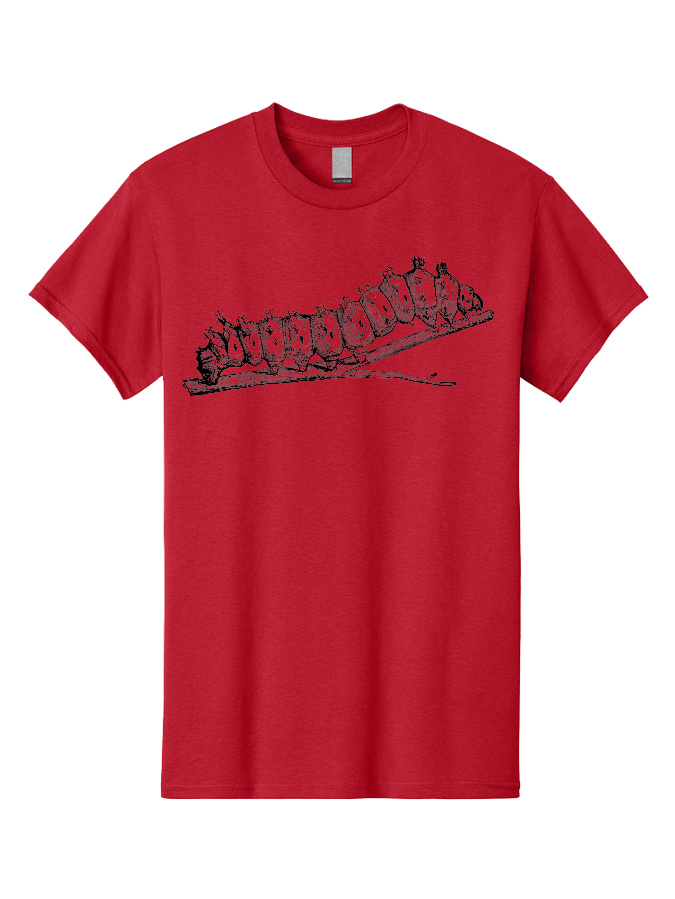 Caterpillar-On-Branch Men'S Graphic Tee, 100% Cotton, Comfortable Casual Summer Wear, Machine Washable, Caterpillar On Branch, Insect Metamorphosis, Garden Pests, Butterfly Life Cycle, Caterpillar Stages, Insect Illustration, Entomology Art Aab518