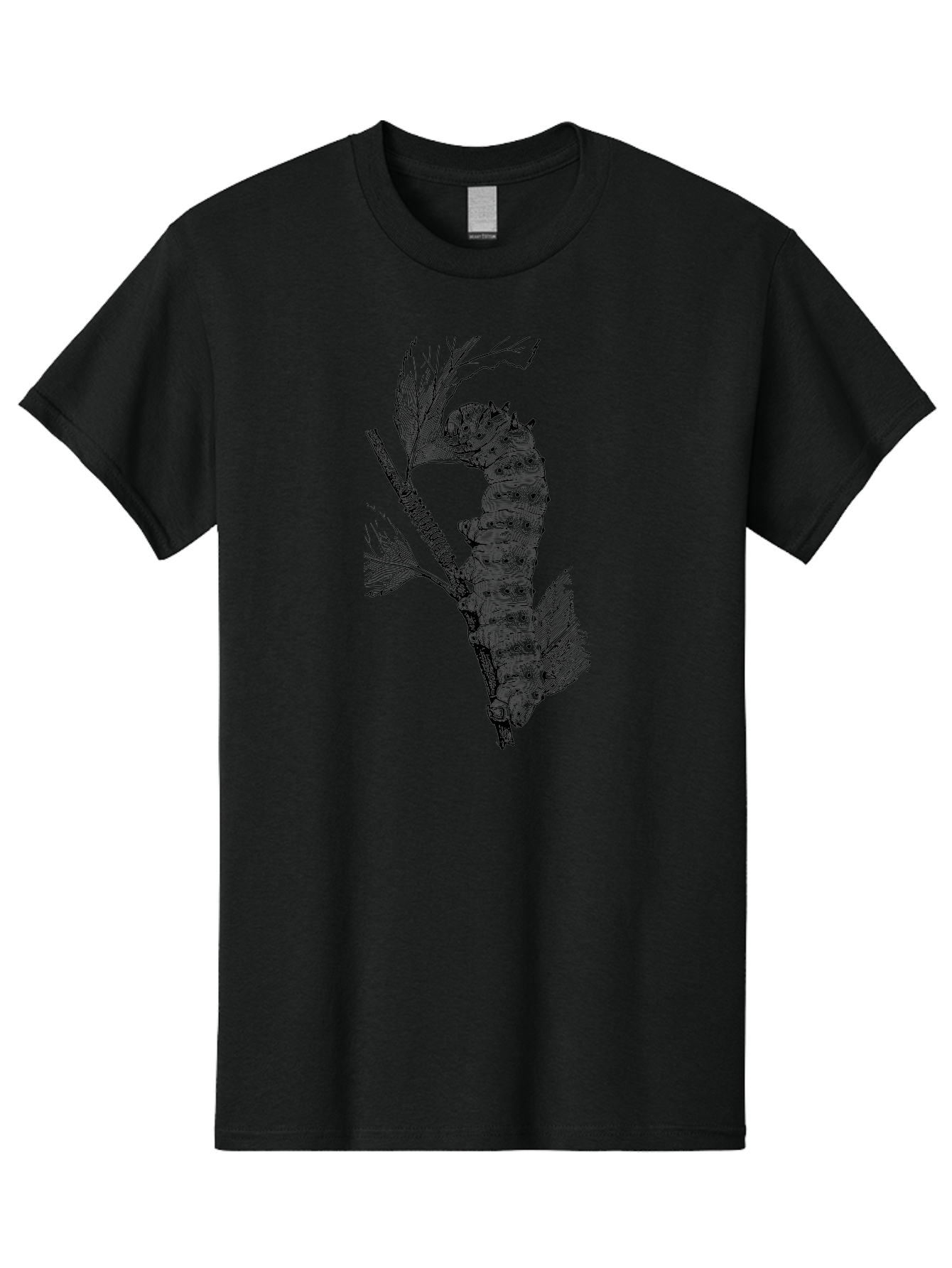 Caterpillar-On-Leaf-1 Men'S Graphic Tee, 100% Cotton, Comfortable Casual Summer Wear, Machine Washable, Caterpillar Eating Leaf, Insect Metamorphosis, Wildlife Illustration, Caterpillar Stage, Leaf Damage, Insect Life Cycle, Garden Pest Aab519