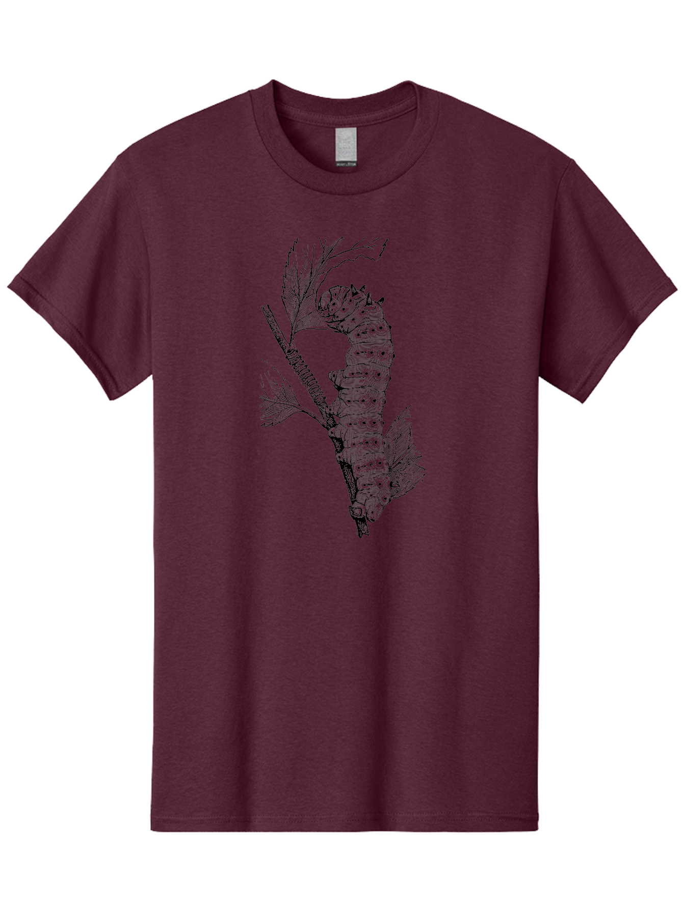 Caterpillar-On-Leaf-1 Men'S Graphic Tee, 100% Cotton, Comfortable Casual Summer Wear, Machine Washable, Caterpillar Eating Leaf, Insect Metamorphosis, Wildlife Illustration, Caterpillar Stage, Leaf Damage, Insect Life Cycle, Garden Pest Aab519