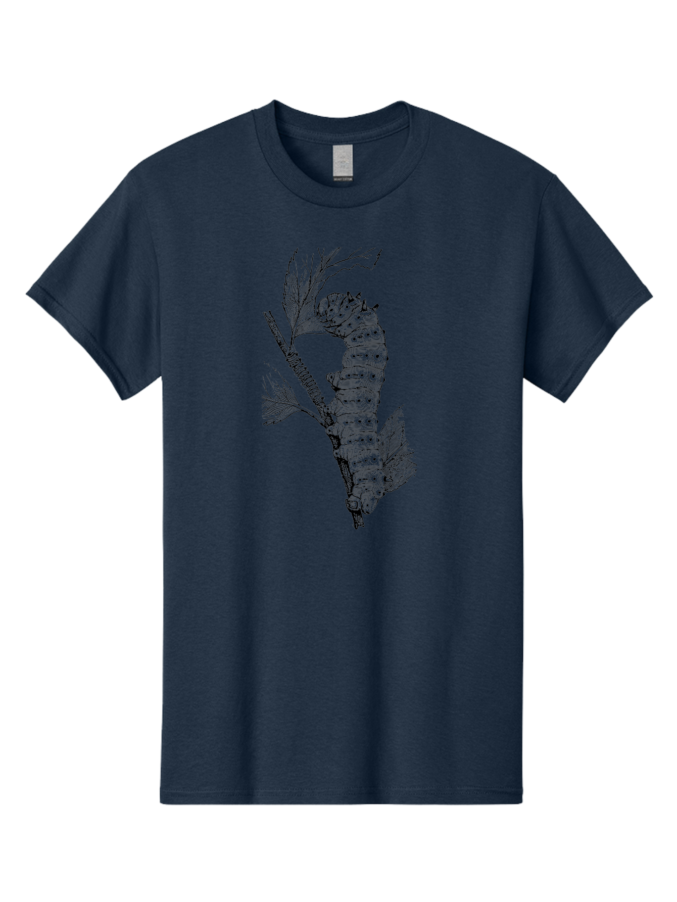 Caterpillar-On-Leaf-1 Men'S Graphic Tee, 100% Cotton, Comfortable Casual Summer Wear, Machine Washable, Caterpillar Eating Leaf, Insect Metamorphosis, Wildlife Illustration, Caterpillar Stage, Leaf Damage, Insect Life Cycle, Garden Pest Aab519