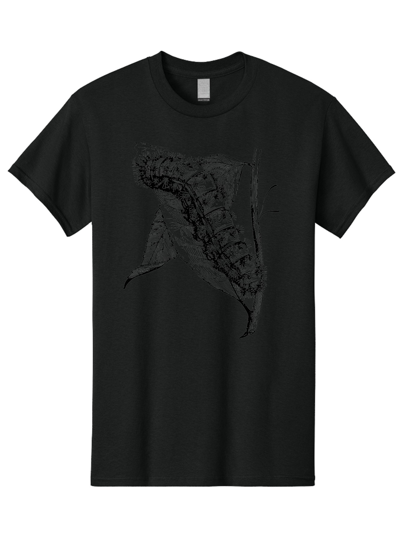 Caterpillar-On-Leaf Men'S Graphic Tee, 100% Cotton, Comfortable Casual Summer Wear, Machine Washable, Caterpillar On A Leaf, Insect Life Cycle, Metamorphosis, Nature Illustration, Botanical Art, Wildlife, Detailed Drawing, Spiky Caterpillar, Aab520