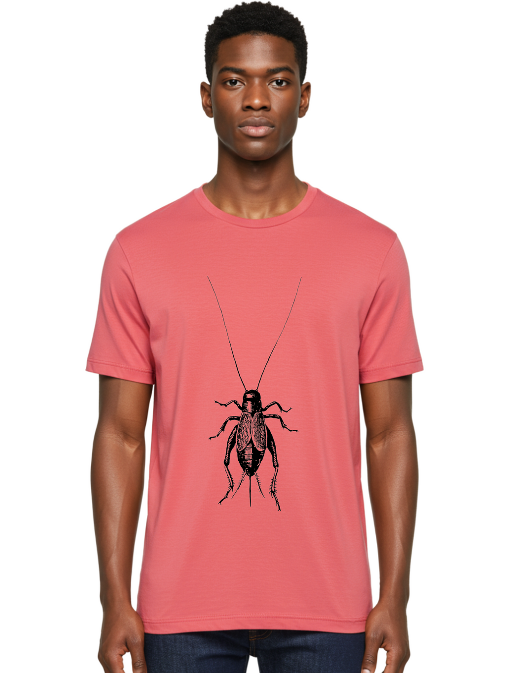 Cricket-1 Men'S Graphic Tee, 100% Cotton, Comfortable Casual Summer Wear, Machine Washable, Black Cockroach, Insect Silhouette, Detailed Illustration, Creepy Crawlies, Entomology Art, Bug Graphics, Vector Design, Pest Control Imagery Aab524