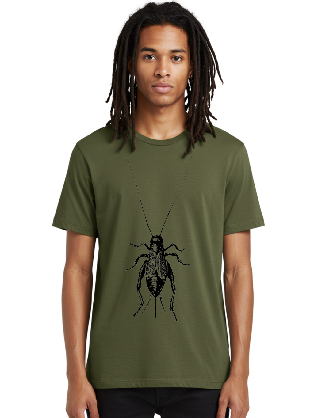 Cricket-1 Men'S Graphic Tee, 100% Cotton, Comfortable Casual Summer Wear, Machine Washable, Black Cockroach, Insect Silhouette, Detailed Illustration, Creepy Crawlies, Entomology Art, Bug Graphics, Vector Design, Pest Control Imagery Aab524