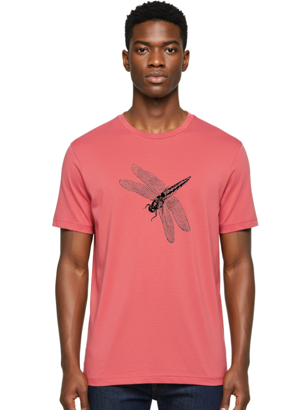 Dragonfly-1 Men'S Graphic Tee, 100% Cotton, Comfortable Casual Summer Wear, Machine Washable, Dragonfly Wings, Insect Art, Detailed Illustration, Black And Green, Wingspan, Dragonfly Species, Insect Anatomy, Delicate Patterns Aab528