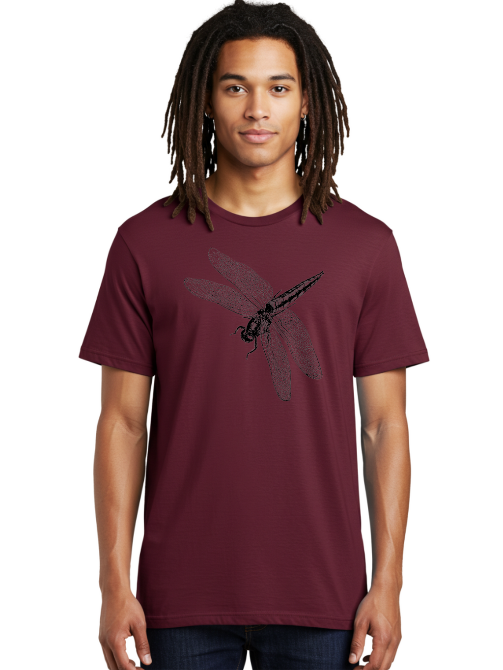 Dragonfly-1 Men'S Graphic Tee, 100% Cotton, Comfortable Casual Summer Wear, Machine Washable, Dragonfly Wings, Insect Art, Detailed Illustration, Black And Green, Wingspan, Dragonfly Species, Insect Anatomy, Delicate Patterns Aab528