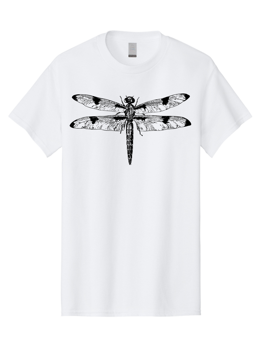 Dragonfly Men'S Graphic Tee, 100% Cotton, Comfortable Casual Summer Wear, Machine Washable, Black And White Dragonfly Art, Insect Illustration, Detailed Wings, Wildlife Artwork, Dragonfly Design, Nature Graphics Aab529