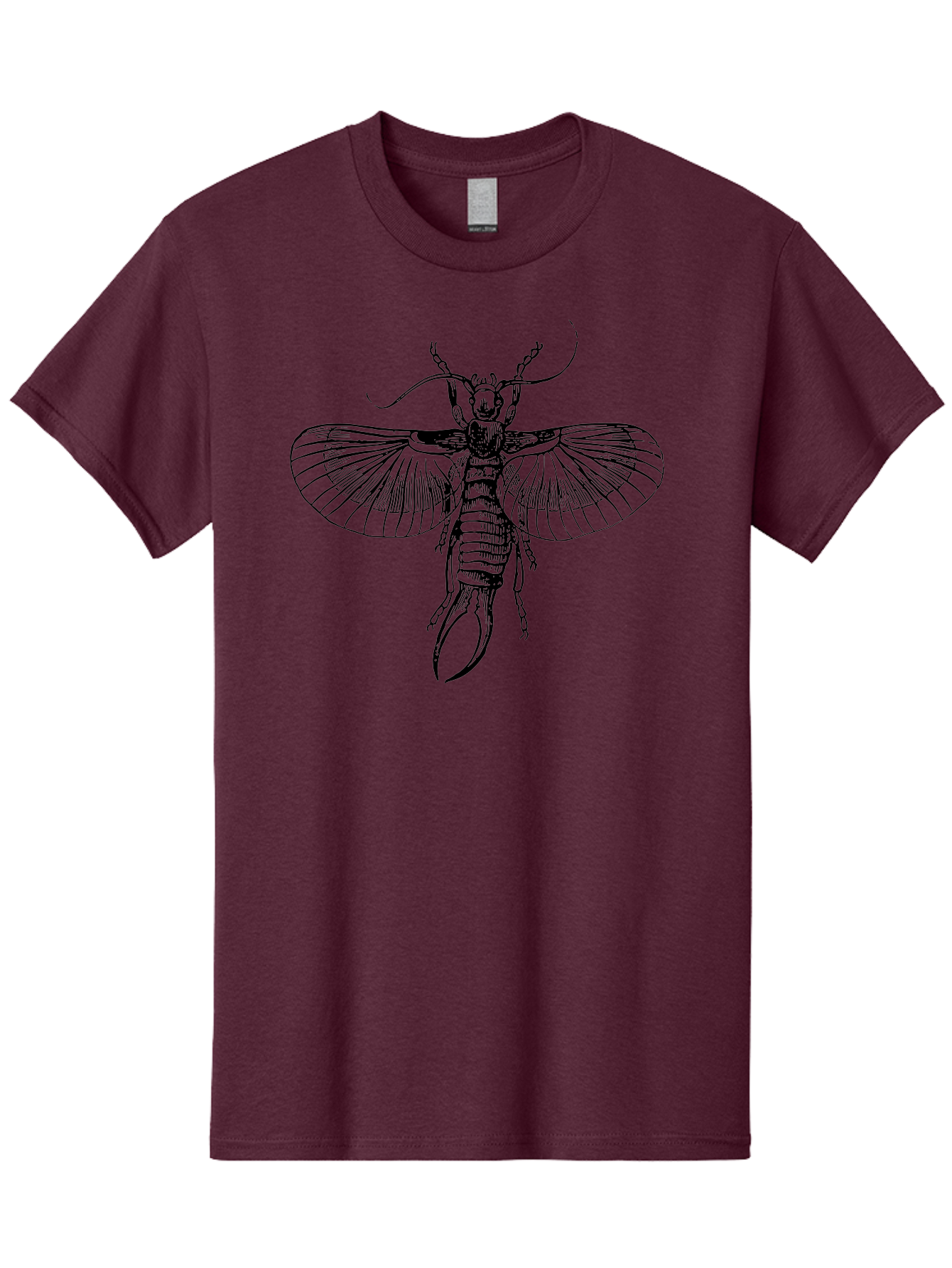 Earwig Men'S Graphic Tee, 100% Cotton, Comfortable Casual Summer Wear, Machine Washable, Detailed Illustration, Earwig Insect, Black And Green, Entomology Art, Insect Anatomy, Detailed Wings, Pincers, Entomological Illustration, Bug Art Aab530