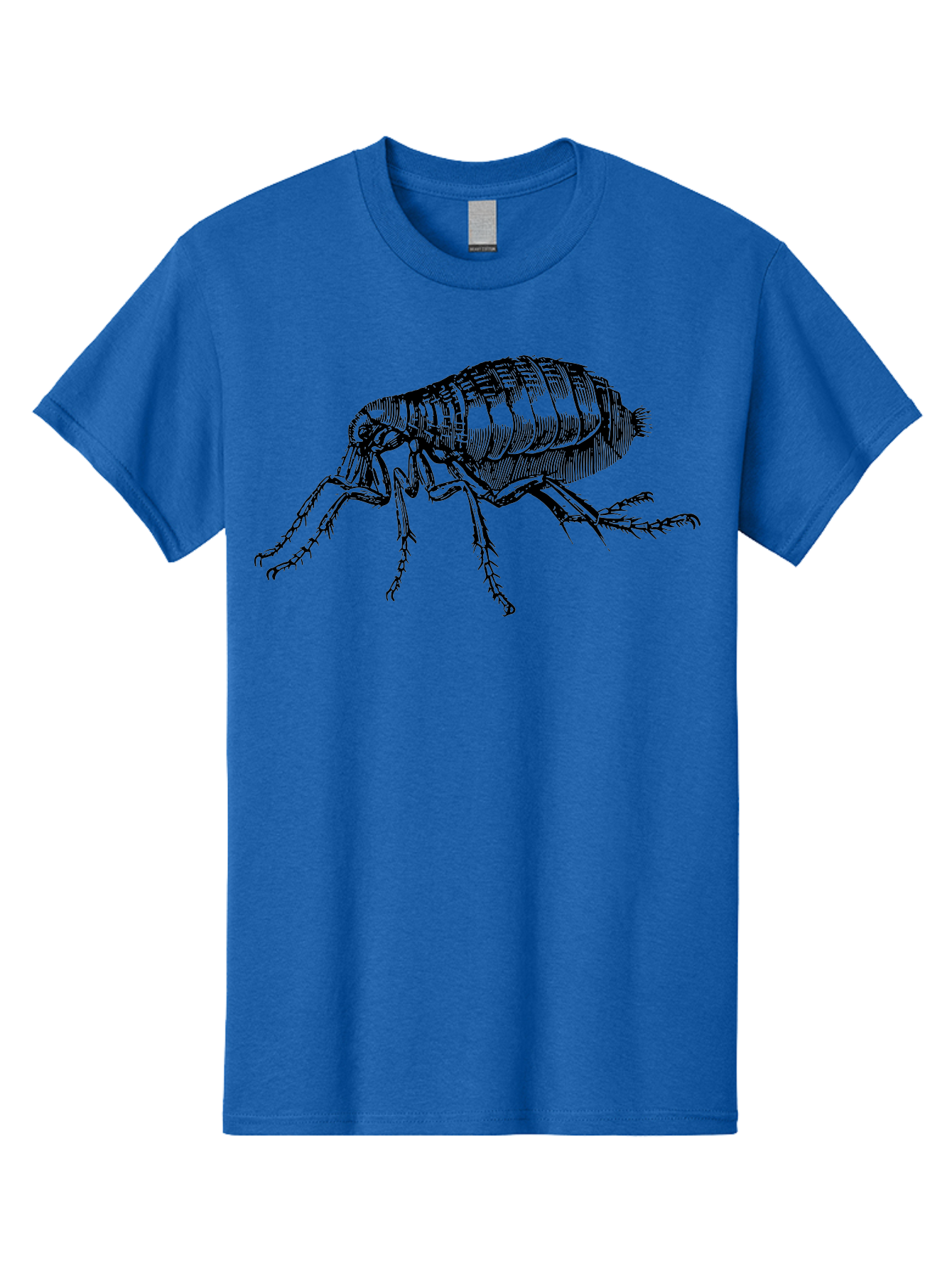 Flea Men'S Graphic Tee, 100% Cotton, Comfortable Casual Summer Wear, Machine Washable, Flea, Insect, Parasite, Pest Control, Pet Care, Biting Insect, Black And White Illustration, Detailed Drawing, Six Legs Aab531