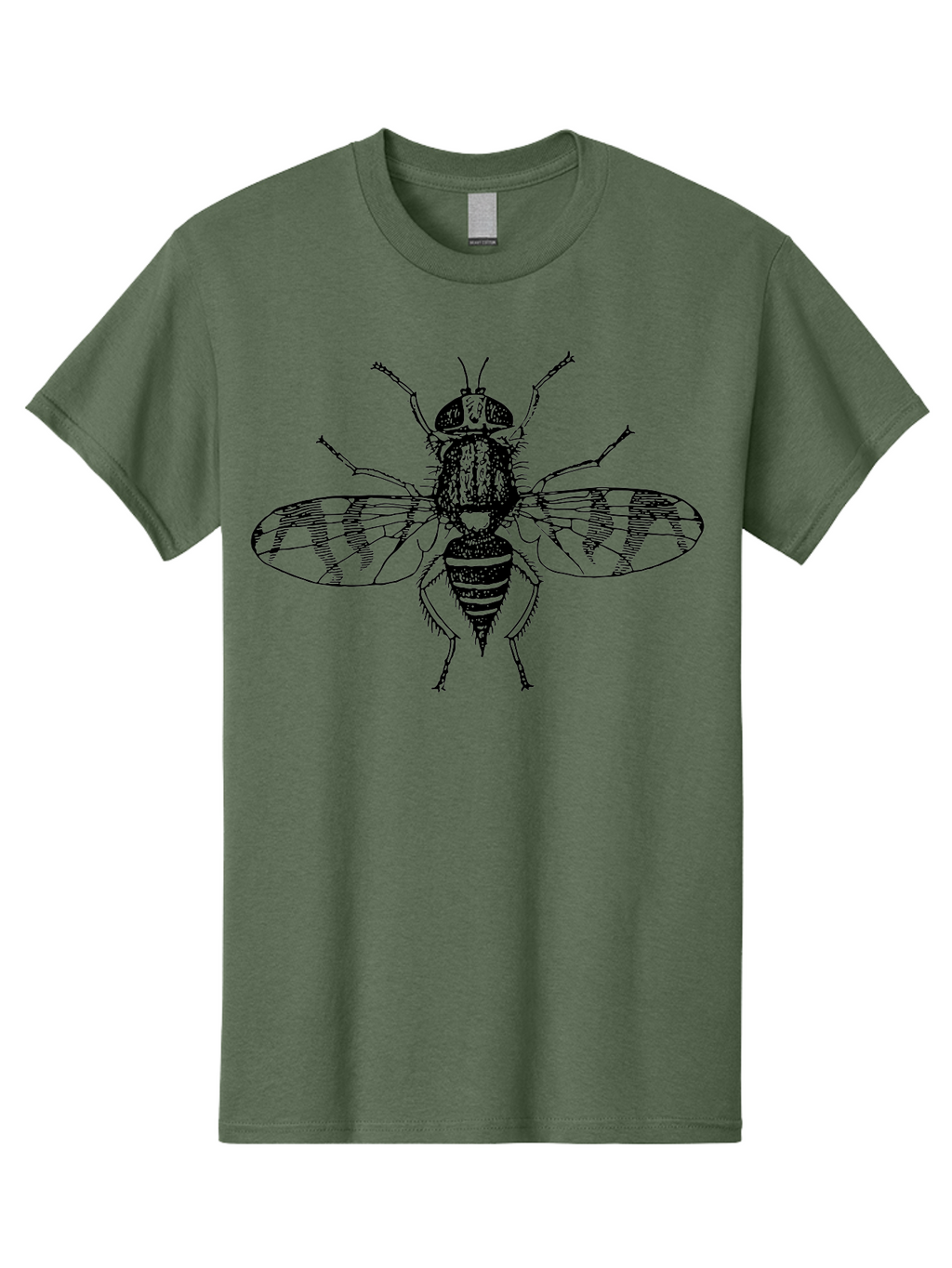 Fly Men'S Graphic Tee, 100% Cotton, Comfortable Casual Summer Wear, Machine Washable, Black And White Illustration, Fly With Striped Wings, Insect Art, Detailed Drawing, Entomology, Wildlife Illustration, Vector Graphic Aab534