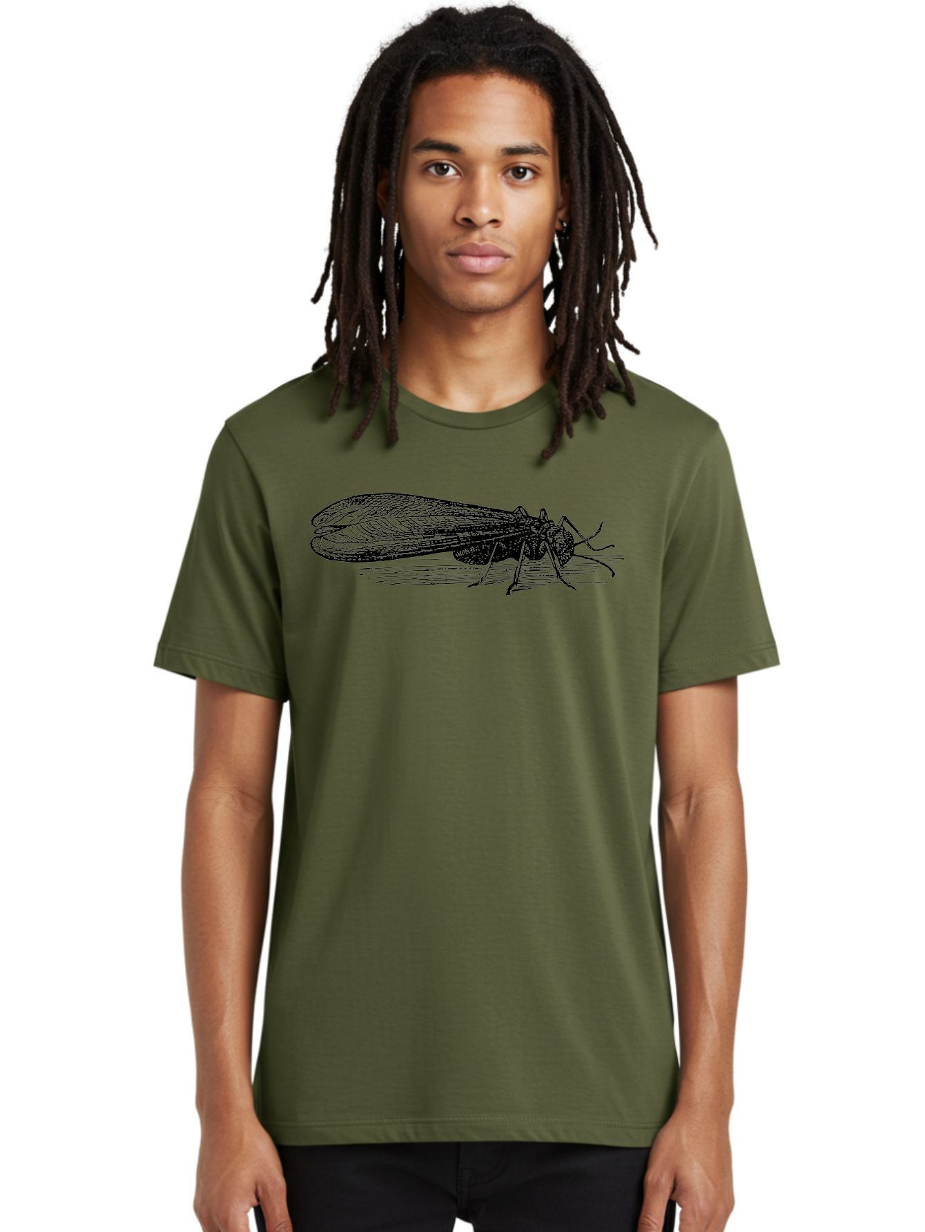 Moth Men'S Graphic Tee, 100% Cotton, Comfortable Casual Summer Wear, Machine Washable, Mayfly Insect, Vintage Illustration, Black And White Artwork, Detailed Drawing, Insect Anatomy, Entomology, Wildlife Art, Natural History, Insect Wings, Aab549